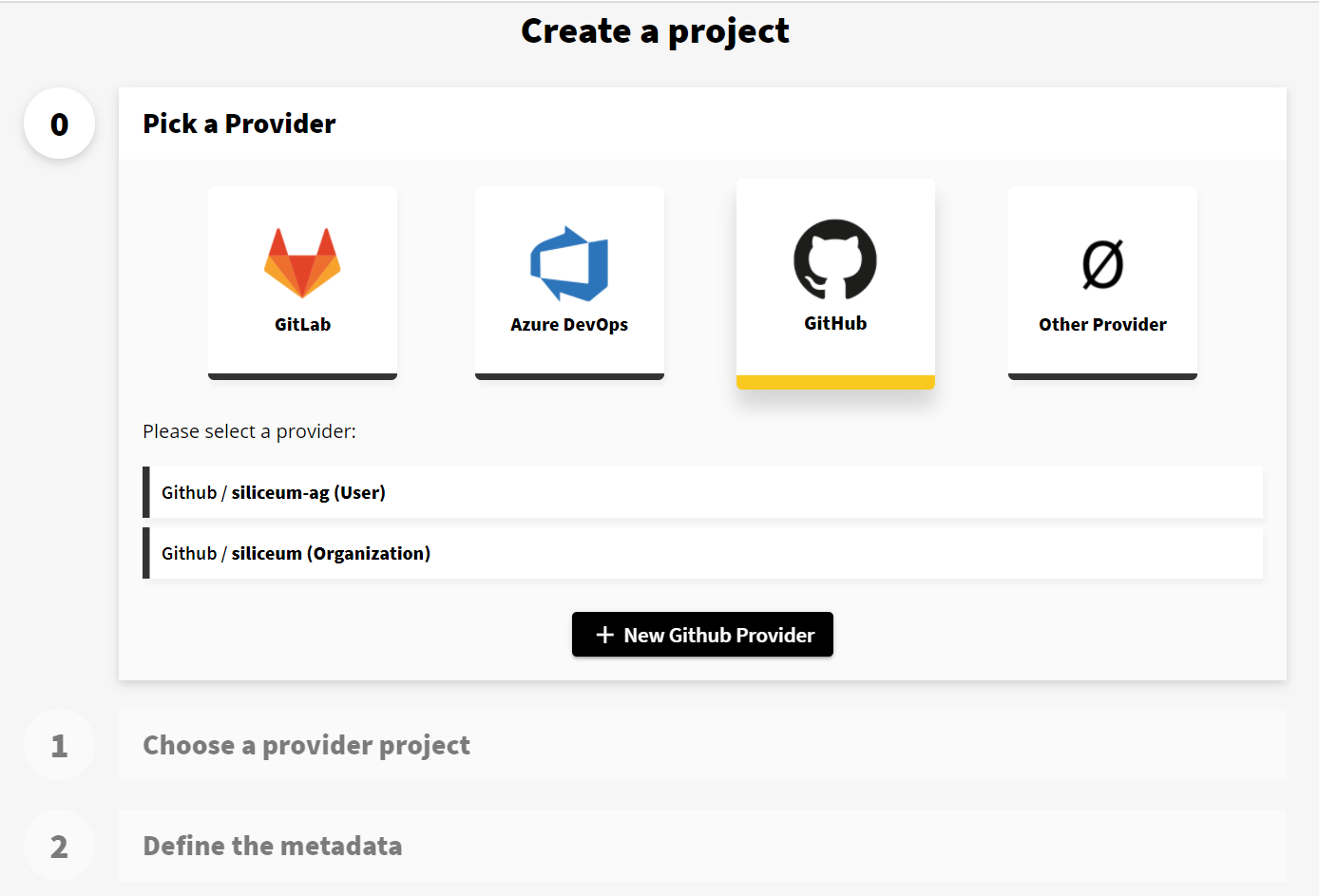 "UX: ergonomie de la page 'Create a project'"